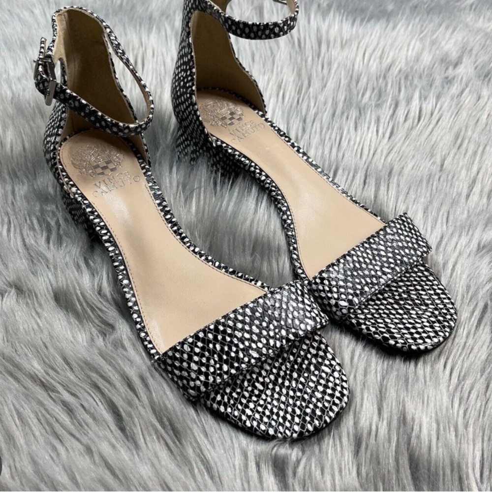 Vince Camuto Shetana Black White ankle Strap Sandal